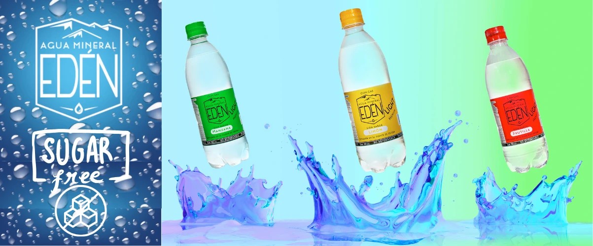 Edén Light sin azúcar: botellas con gas sabor manzana, limón y frutilla