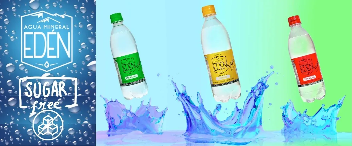 Edén Light sin azúcar: botellas con gas sabor manzana, limón y frutilla